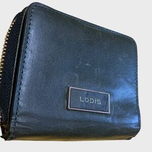 Lodis Leather Bifold Wallet Olive Green Zip Compact Small